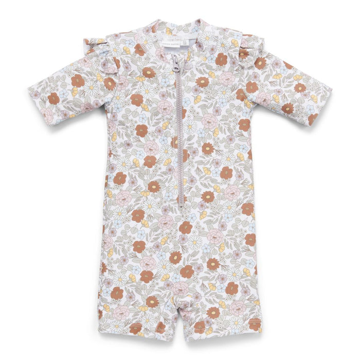 Badeanzug kurzarm Rüschen Vintage Little Flowers | Little Dutch
