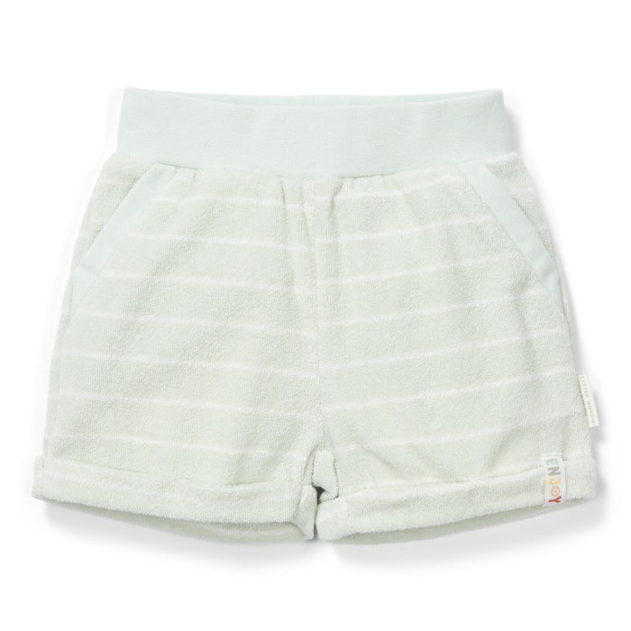 Grün gestreifte Little Dutch Frottée-Shorts für Babys und Kinder