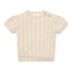 Gestrickter Pullover kurzarm Creme | Little Dutch