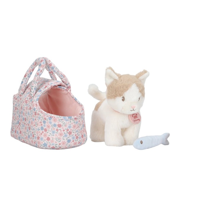 Little Dutch Katze Marley mit weichem Fell und geblümter Tragetasche