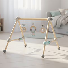 Spielbogen Elefant aus Holz für Babys | Schmatzepuffer