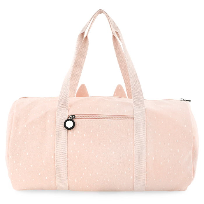 Trixie Sporttasche Frau Hase in Rosa – runde Kindertasche aus Baumwolle mit Hasenmotiv und Reißverschluss