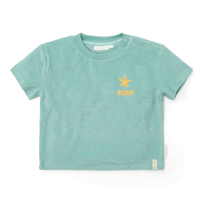 T-Shirt und Shorts Seashells and Stripes Surf Blue | Little Dutch