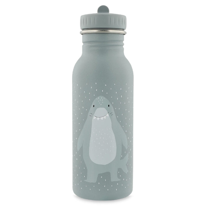 Blaue Trixie Trinkflasche Herr Hai 500 ml aus Edelstahl – robuste Kinderflasche mit Haimotiv für Schule, Kita und Ausflüge