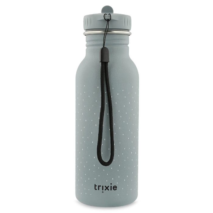 Trixie Herr Hai Trinkflasche 500 ml in Blau – stoßfeste Edelstahl-Kinderflasche mit Kordel für unterwegs
