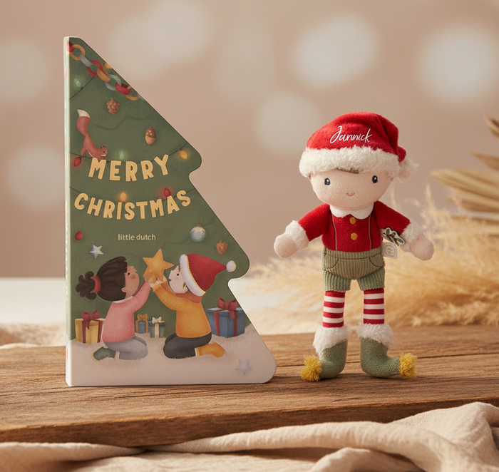 Little Dutch Weihnachts-Geschenkset mit Mini-Buch und Kuschelpuppe Jim